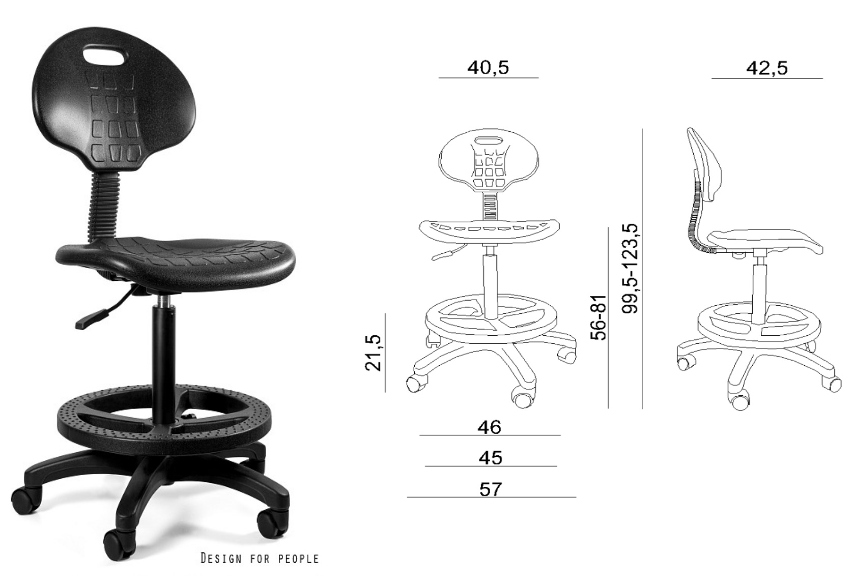 krzesło specjalistyczne czarne halcon, wymiary